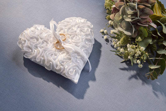 Timeless Elegance: Ring Bearer Pillow with Ribbon Embroidery